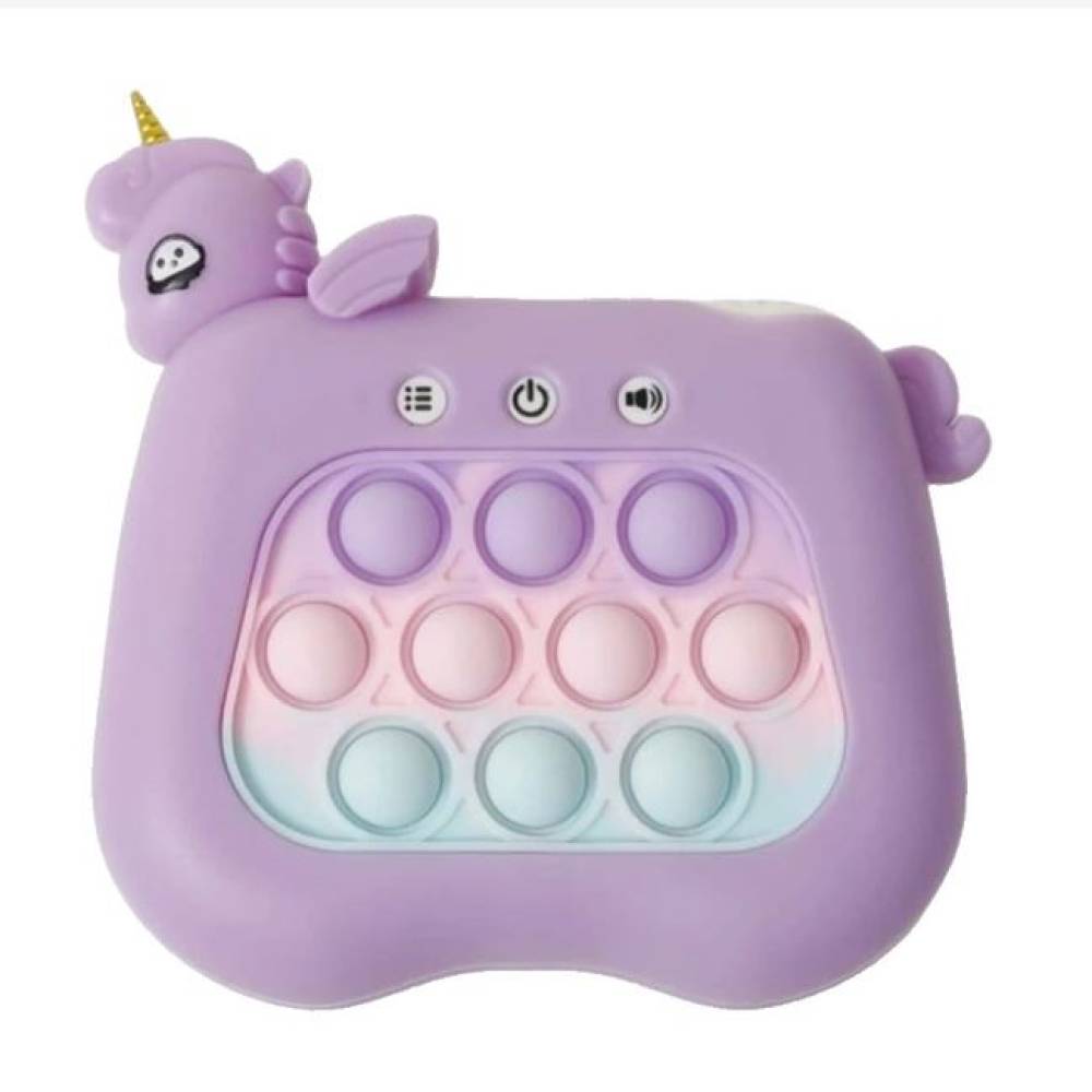Consola, Joc Interactiv Pop It, Pentru copii, Model Unicorn, Mov Consola, Joc Interactiv Pop It, Pentru copii, Model Unicorn, Mov