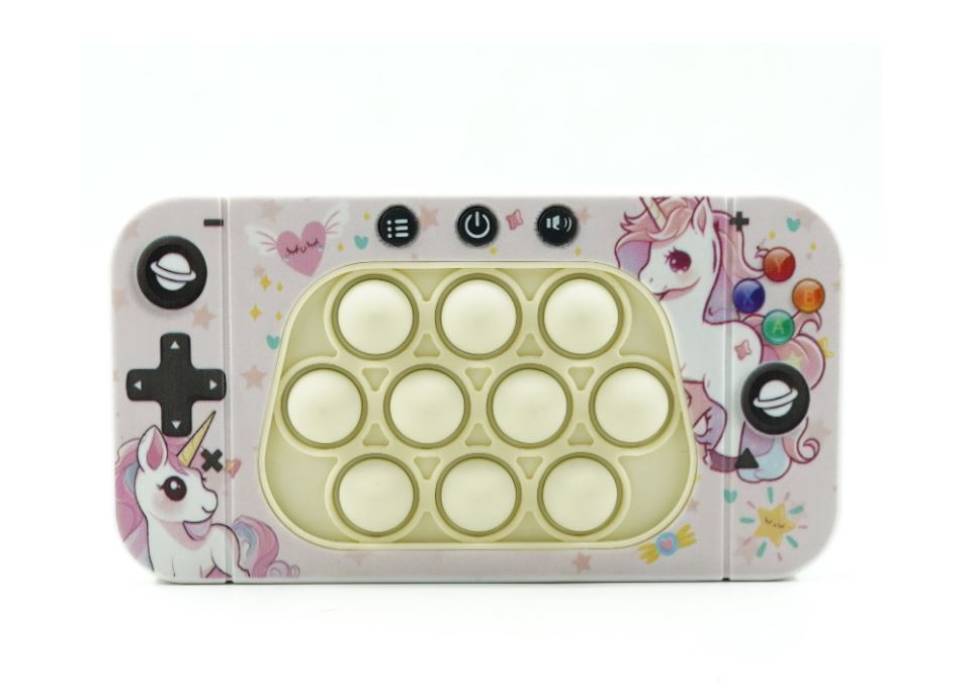 Consola, Joc Interactiv Pop It, pentru copii, Model Unicorn, Roz