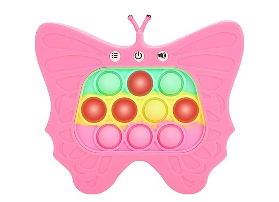 Consola, Joc Interactiv Pop It, 120 nivele, Pentru copii, Model Fluture, Fucsia