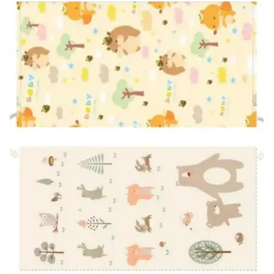 Covoras de joaca termic pentru copii, 2 fete, arici si ursuleti, 180x200cm