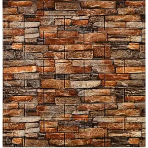 Tapet 3D autoadeziv, 70x77cm, Model Caramida, Piatra Rosie, 10buc/set