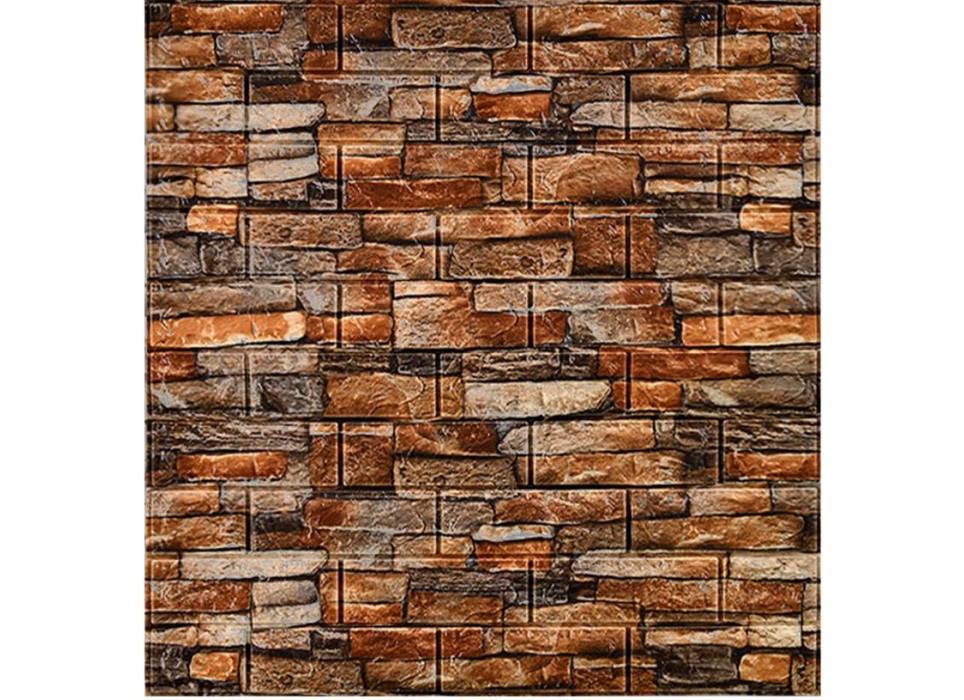 Tapet 3D autoadeziv, 70x77cm, Model Caramida, Piatra Rosie, 10buc/set
