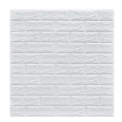 Tapet 3D autoadeziv, 70x77cm, imitatie caramida, Alb, 10buc/set