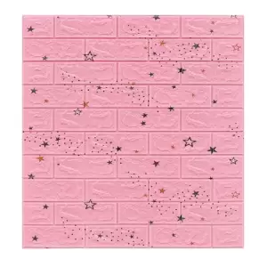 Tapet 3D autoadeziv, 70x77cm, Caramida, Model Stele, Roz, 10buc/set