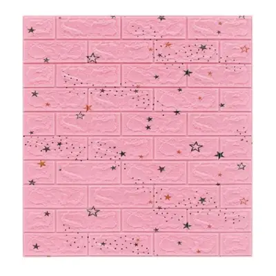 Tapet 3D autoadeziv, 70x77cm, Caramida, Model Stele, Roz, 10buc/set