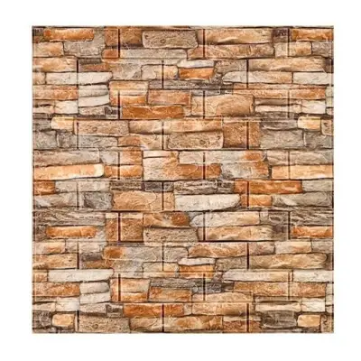 Tapet 3D autoadeziv, 70x77cm, Model Caramida, Patra Galbena, 10buc/set