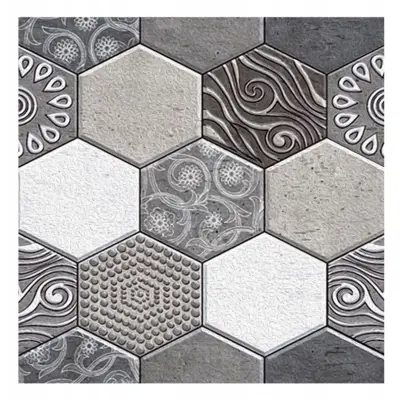 Tapet 3D autoadeziv, 30x30cm, imitatie marmura hexagonala, Gri 10buc/set