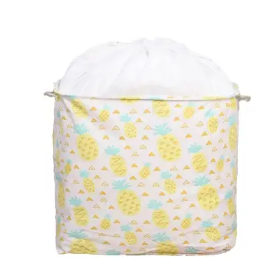 Cos depozitare pliabila 100 litri cu snur, galben