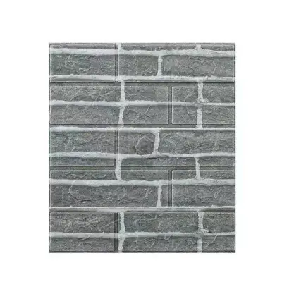 Tapet 3D autoadeziv, model caramida, gri, 35x38cm, 10buc/set