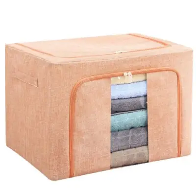 Cutie depozitare 100 litri, pliabila cu fermoar, roz pudra