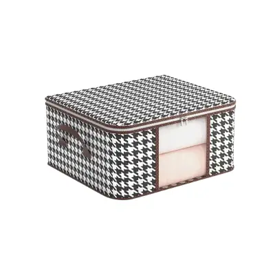 Cutie depozitare in carouri 50L, Alb-negru