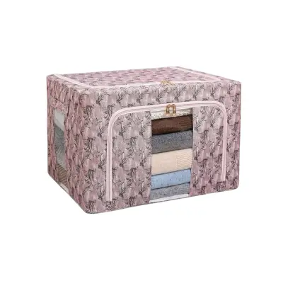 Cutie depozitare 66L, model bambus, Roz