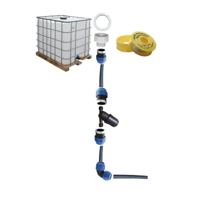 Sistem racordare cu filtru pentru furtun picurare / banda la bazin IBC
