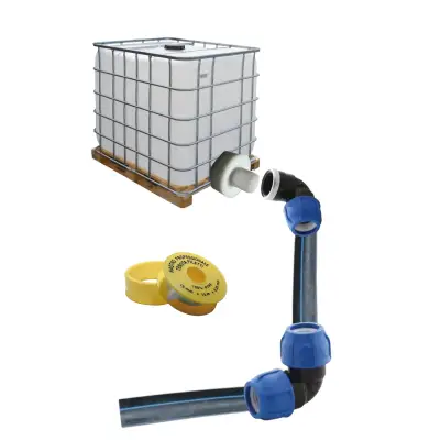 Sistem racordare pentru furtun picurare (tub) / banda la bazin IBC