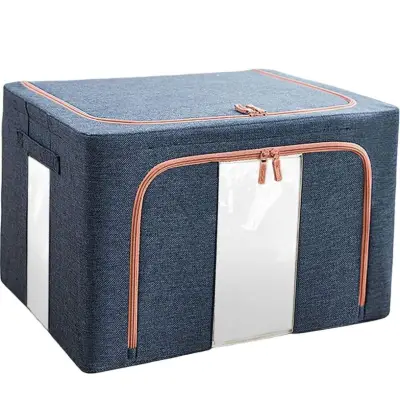 Cutie depozitare 24 litri, cu fermoar, bleumarin, 2 ferestre (pliabila)