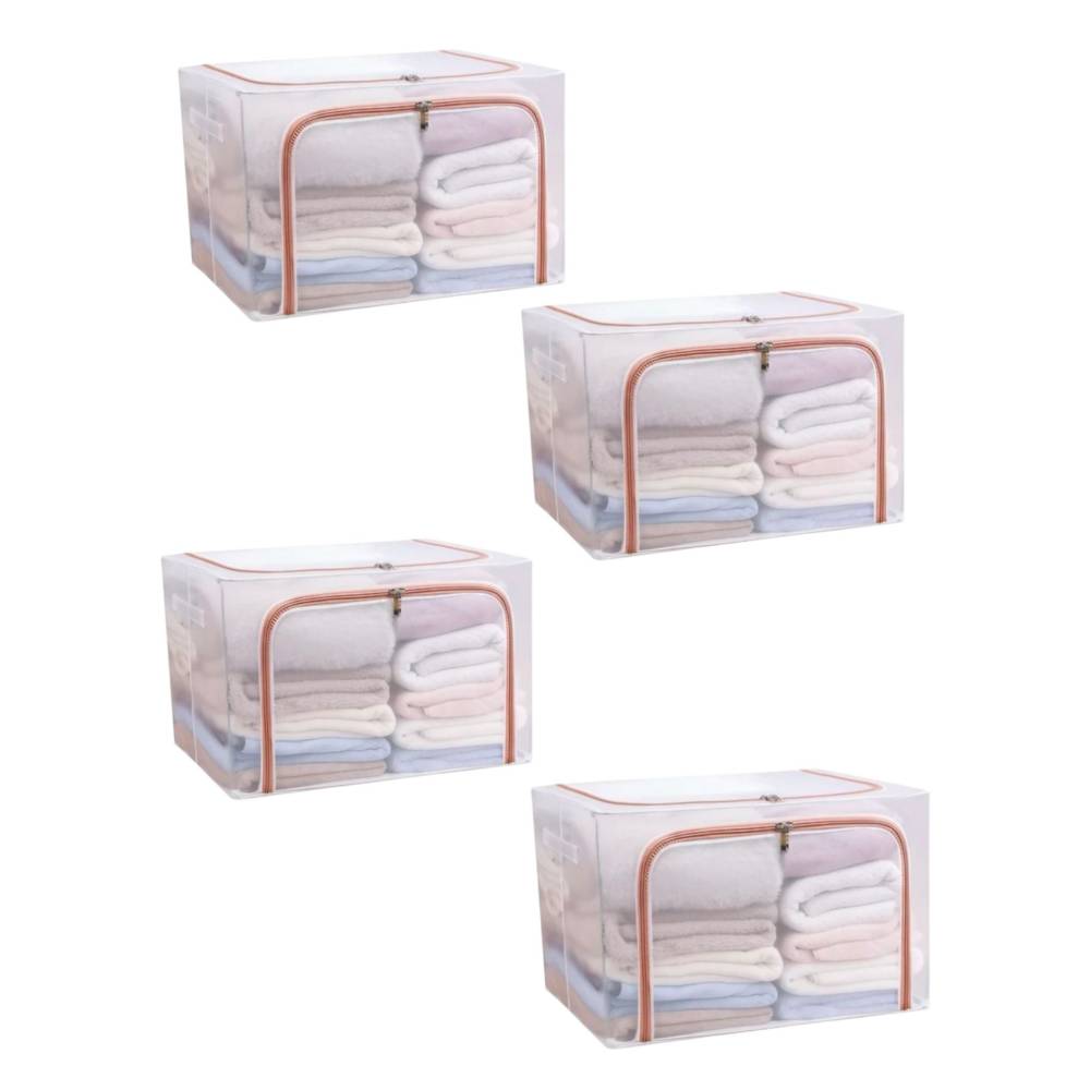 Cutie depozitare 66L cu fermoar transparenta, set 4 buc Cutie depozitare 66L cu fermoar transparenta, set 4 buc