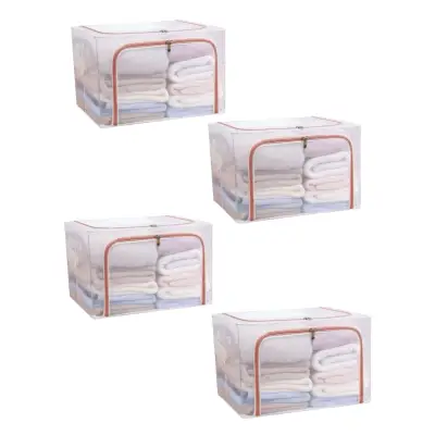 Cutie depozitare 66L cu fermoar transparenta, set 4 buc