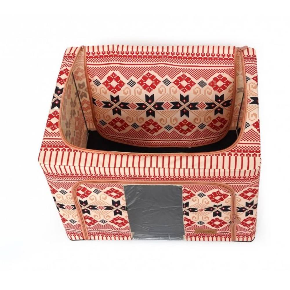 Cutie depozitare 100 litri, pliabila cu fermoar, motiv traditional Cutie depozitare 100 litri, pliabila cu fermoar, motiv traditional