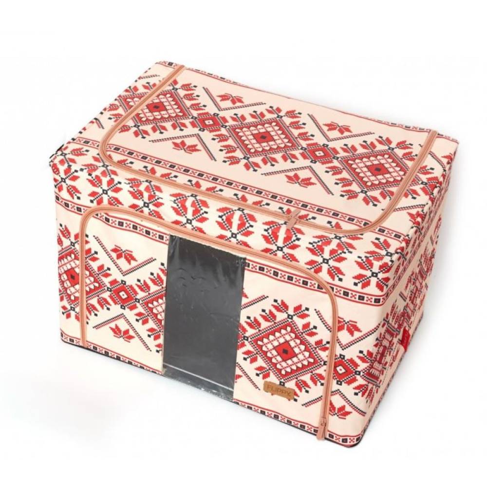 Cutie depozitare 100 litri, pliabila cu fermoar, motiv traditional 2 Cutie depozitare 100 litri, pliabila cu fermoar, motiv traditional 2