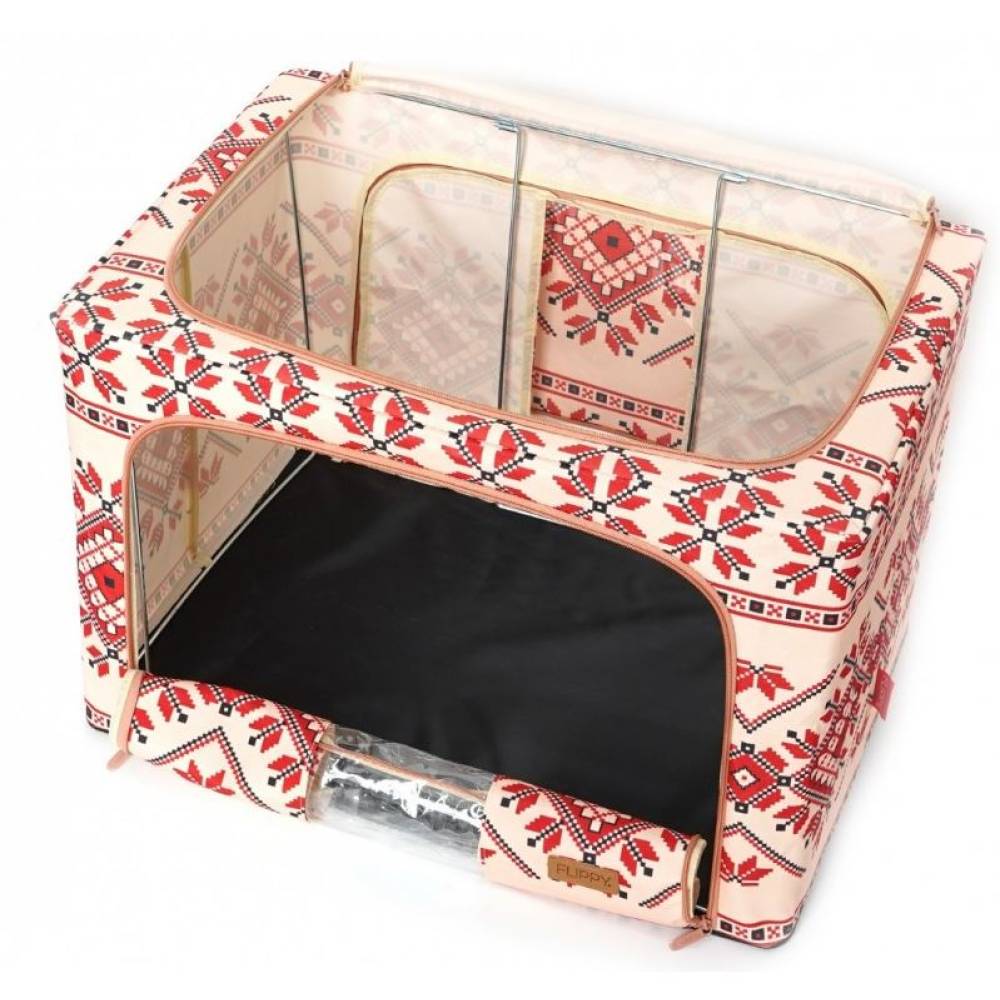 Cutie depozitare 100 litri, pliabila cu fermoar, motiv traditional 2 Cutie depozitare 100 litri, pliabila cu fermoar, motiv traditional 2