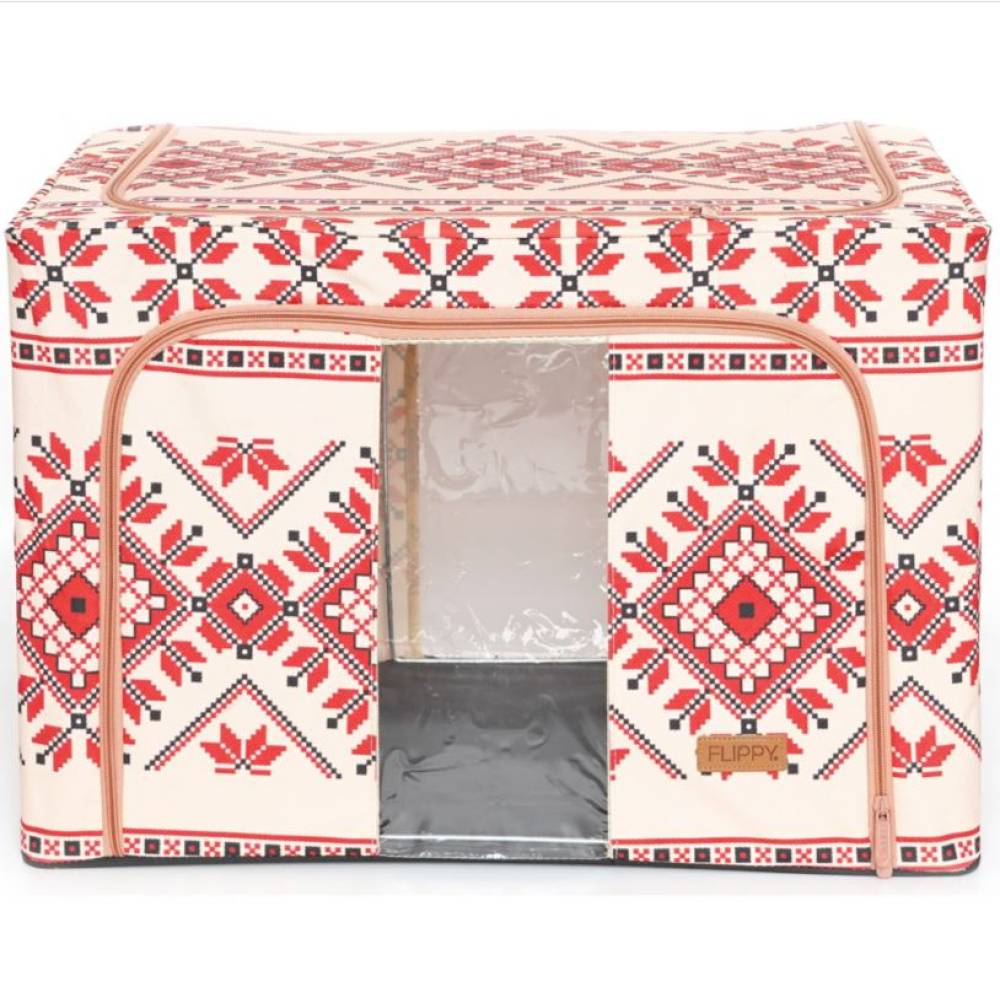 Cutie depozitare 100 litri, pliabila cu fermoar, motiv traditional 2 Cutie depozitare 100 litri, pliabila cu fermoar, motiv traditional 2