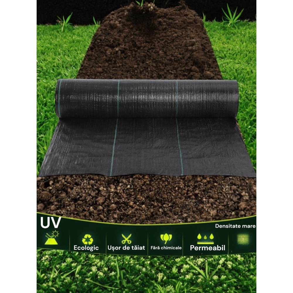 Agrotextil (folie) 3.15 metri latime, 60m L, negru 90g/mp Agrotextil (folie) 3.15 metri latime, 60m L, negru 90g/mp