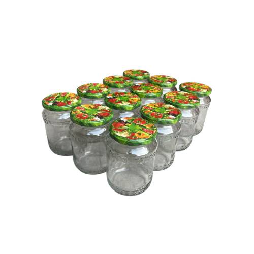 Borcan din sticla 720 ml cu capac legume, set 12 bucati