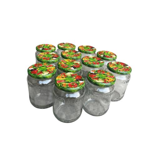 Borcan din sticla 720 ml cu capac legume, set 12 bucati