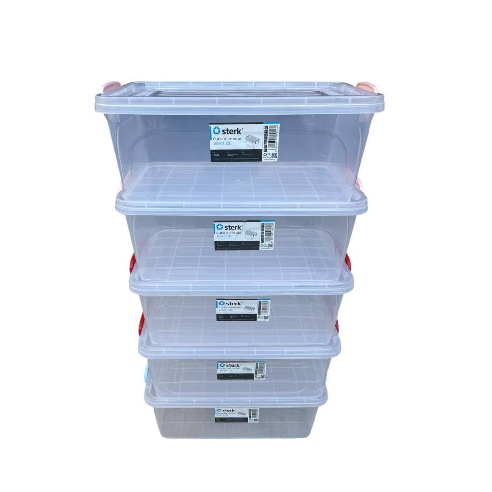 Caserole plastic cu capac si maner 12 litri, 5 buc Caserole plastic cu capac si maner 12 litri, 5 buc