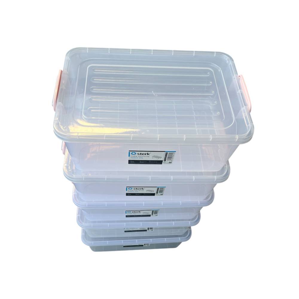 Caserole plastic cu capac si maner 20 litri, 5 buc Caserole plastic cu capac si maner 20 litri, 5 buc