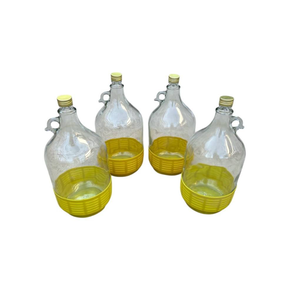 Pachet 4 x damigeana 5 L (litri) sticla, dop prin infiletare Pachet 4 x damigeana 5 L (litri) sticla, dop prin infiletare