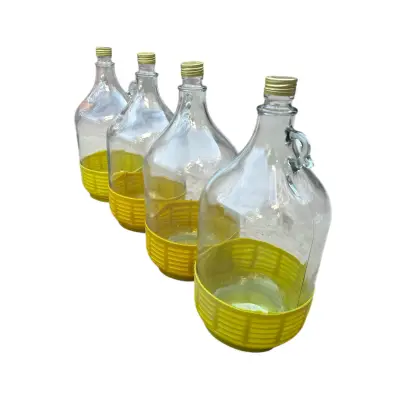 Pachet 4 x damigeana 5 L (litri) sticla, dop prin infiletare