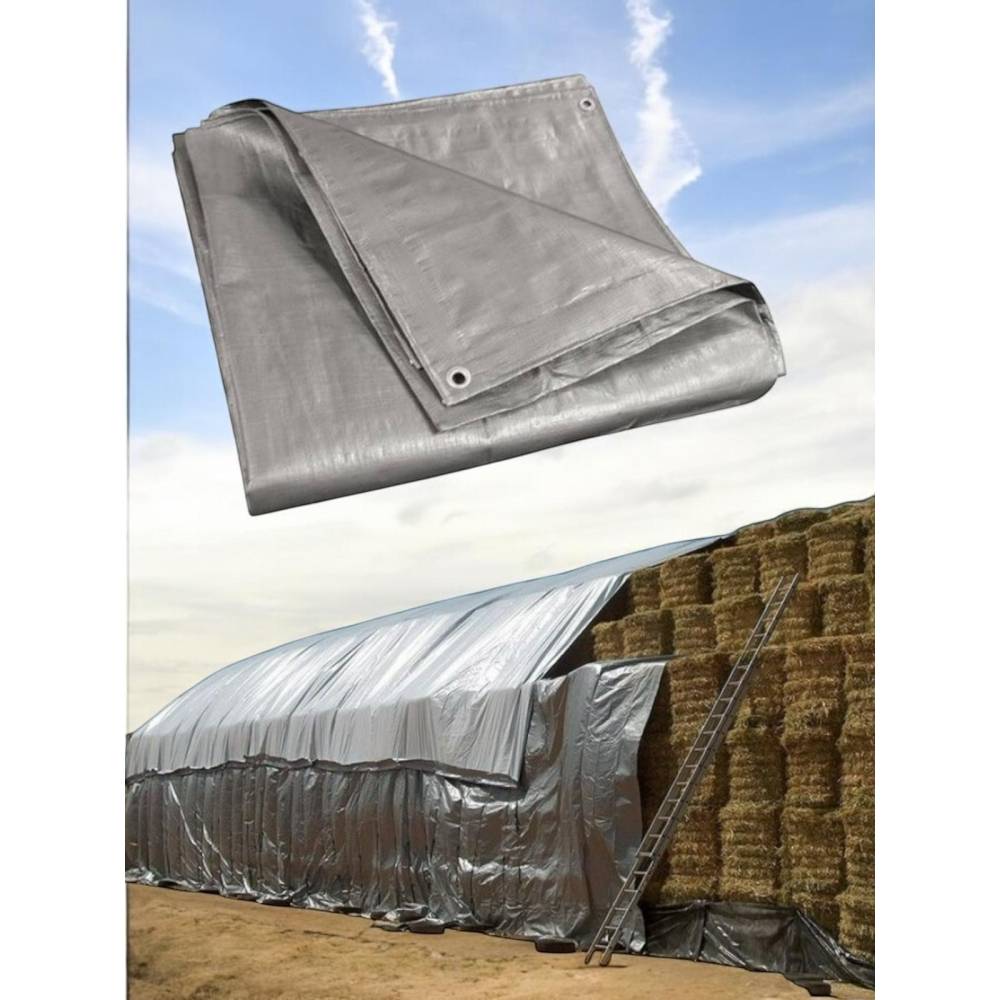 Prelata impermeabila cu inele Gri densitate 225g/mp, 5x10m Prelata impermeabila cu inele Gri densitate 225g/mp, 5x10m