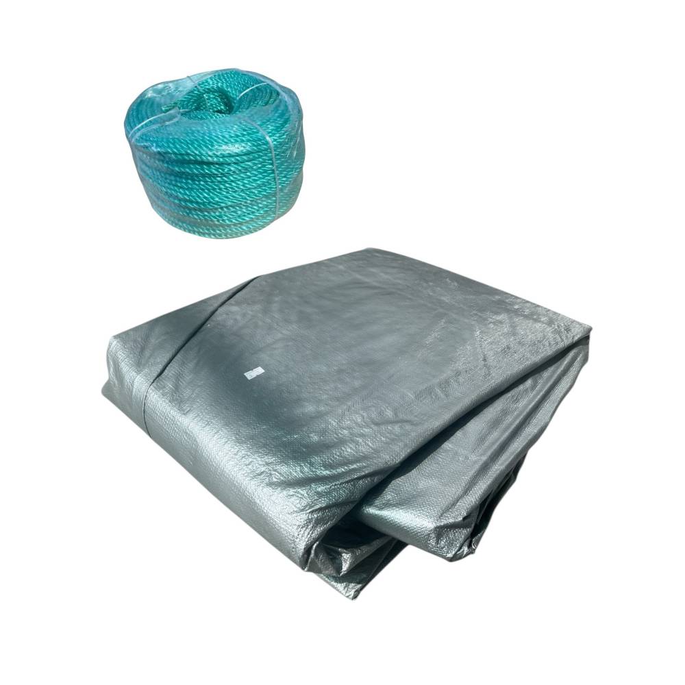 Prelata impermeabila cu inele Gri densitate 225g/mp, 5x10m Prelata impermeabila cu inele Gri densitate 225g/mp, 5x10m