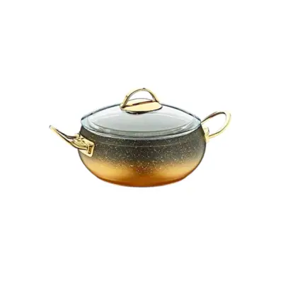 Oala antiaderenta 9.5l grosime 4mm granit Auriu OMS