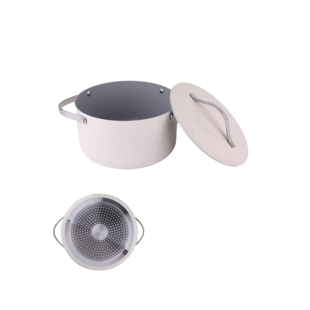 Oala cu capac din ceramica 20cm Crem, 2l Oala cu capac din ceramica 20cm Crem, 2l