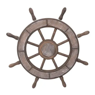 Roata din lemn decorativa MDF, carma de marinar 44cm 