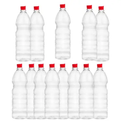 Sticle de plastic 1 litru, 50 buc (transparente) cu capac