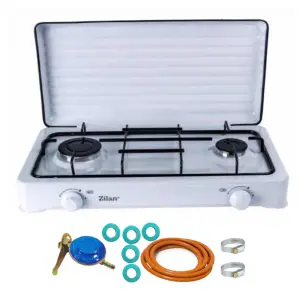 Aragaz cu 2 ochiuri si capac Alb, Floria si chit racordare pentru Butelie