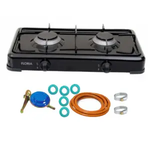 Aragaz cu 2 ochiuri, Negru, Floria si chit racordare pentru Butelie