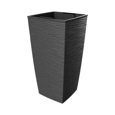 Ghiveci flori inalt, patrat 46 cm, gri