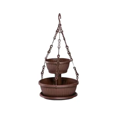 Ghiveci flori etajat (maro inchis) 2 nivele cu lant