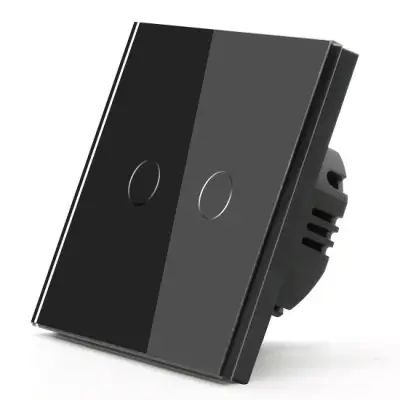 Intrerupator touch dublu negru,din sticla
