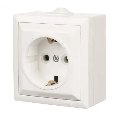 Priza Ceramica simpla cu Cp, E 45471 - montaj aparent