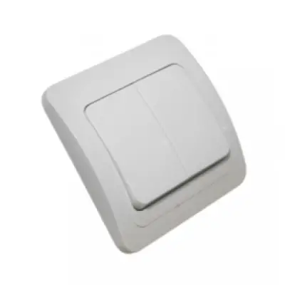 Intrerupator dublu ,Comutator alb - montaj incastrat