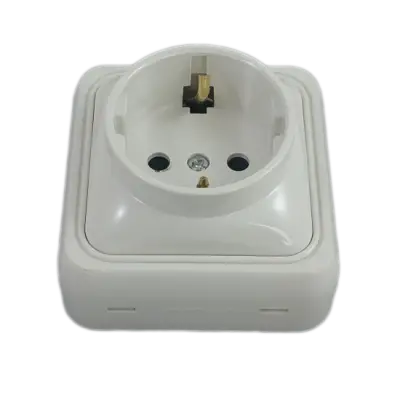 Priza Simpla Mini Alba - montaj aparent