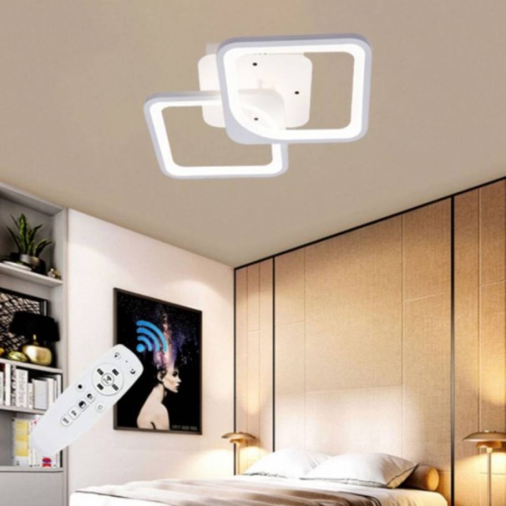 Lustra LED cu telecomanda 50 W , 2 brate 3 culori Lustra LED cu telecomanda 50 W , 2 brate 3 culori