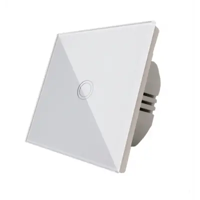 Intrerupator touch alb simplu din sticla