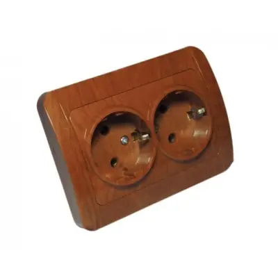 Priza dubla Mahon cu Contact de protectie - montaj incastrat