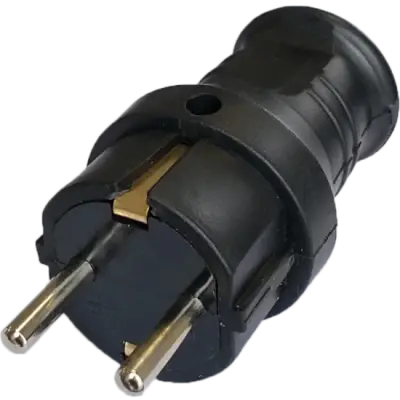 Stecher Cauciuc negru cu priza, Ip20